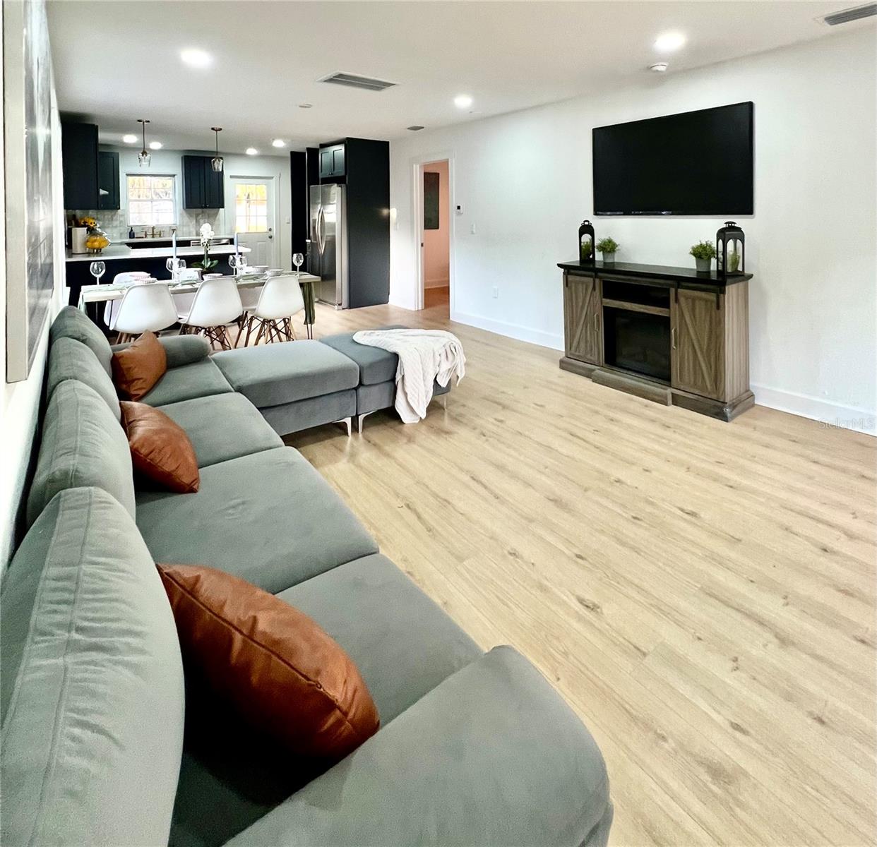 Spacious Living Room with Recessed Lighting