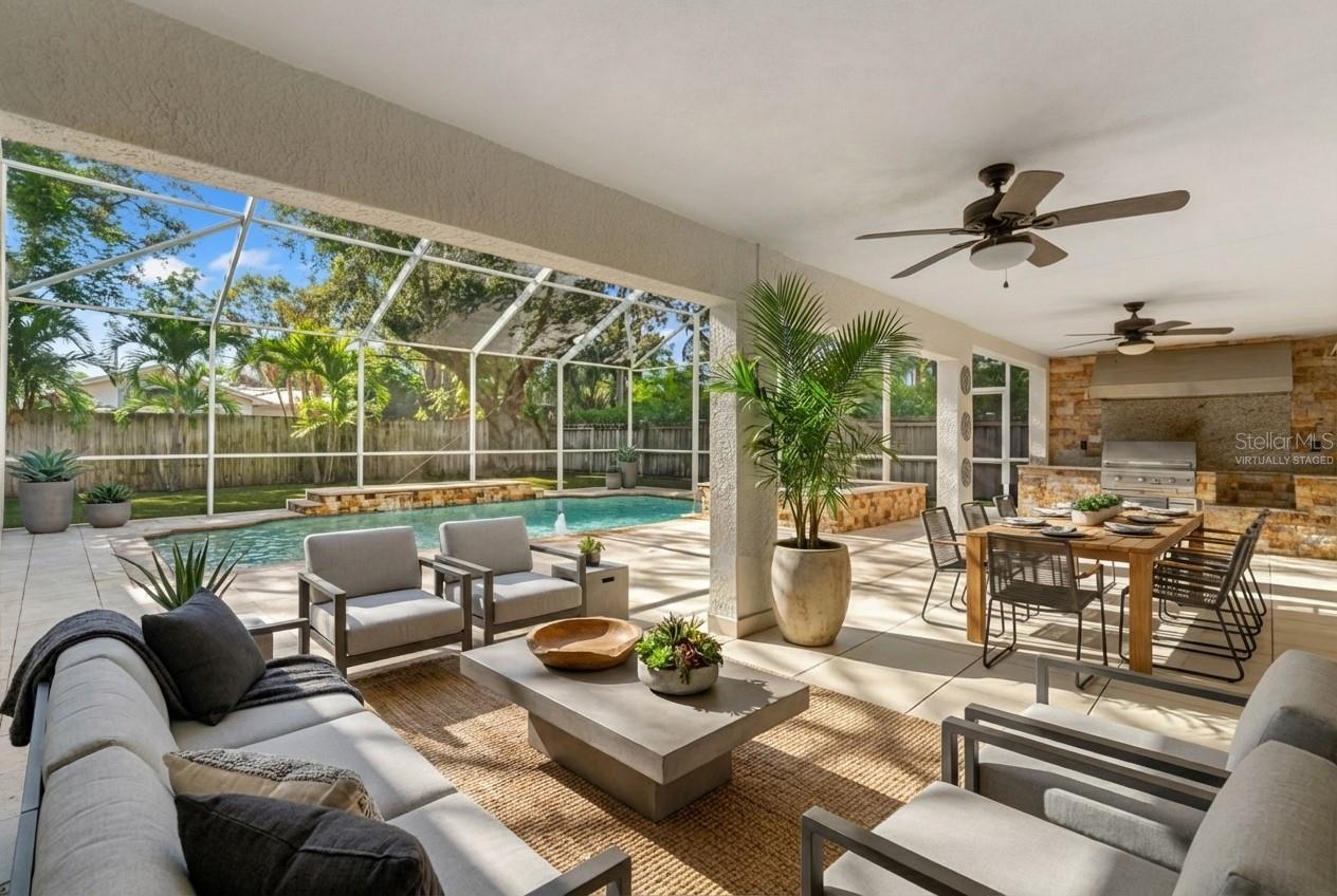 Covered and Screened lanai virtually staged