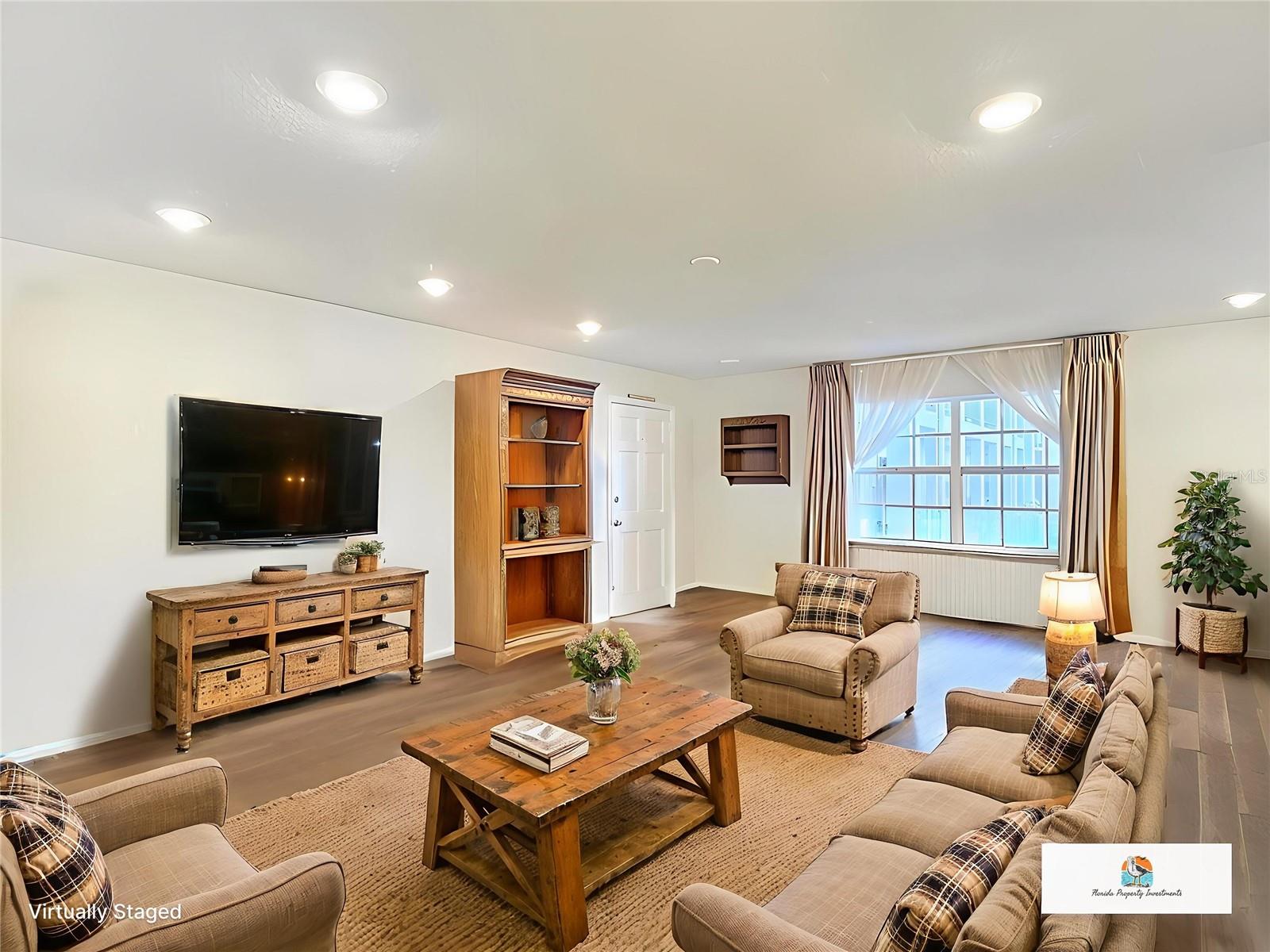 Staged living room and flooring