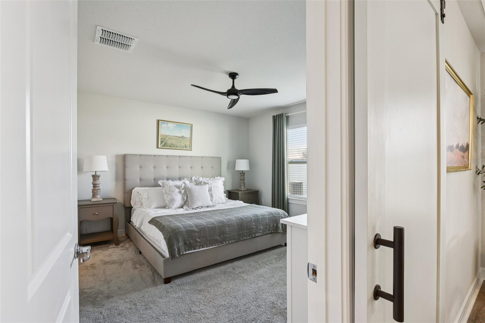 Primary Bedroom Has Barn Door for Designer Look and Regular Door for Privacy!