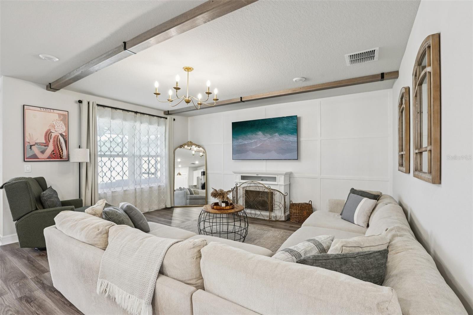 Real Wood Beams in Great Room!