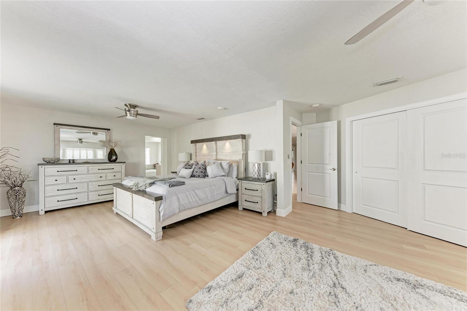 Gorgeous primary bedroom with a private en suite bathroom