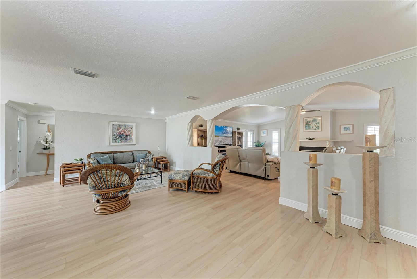 Open floor plan with living room and family room