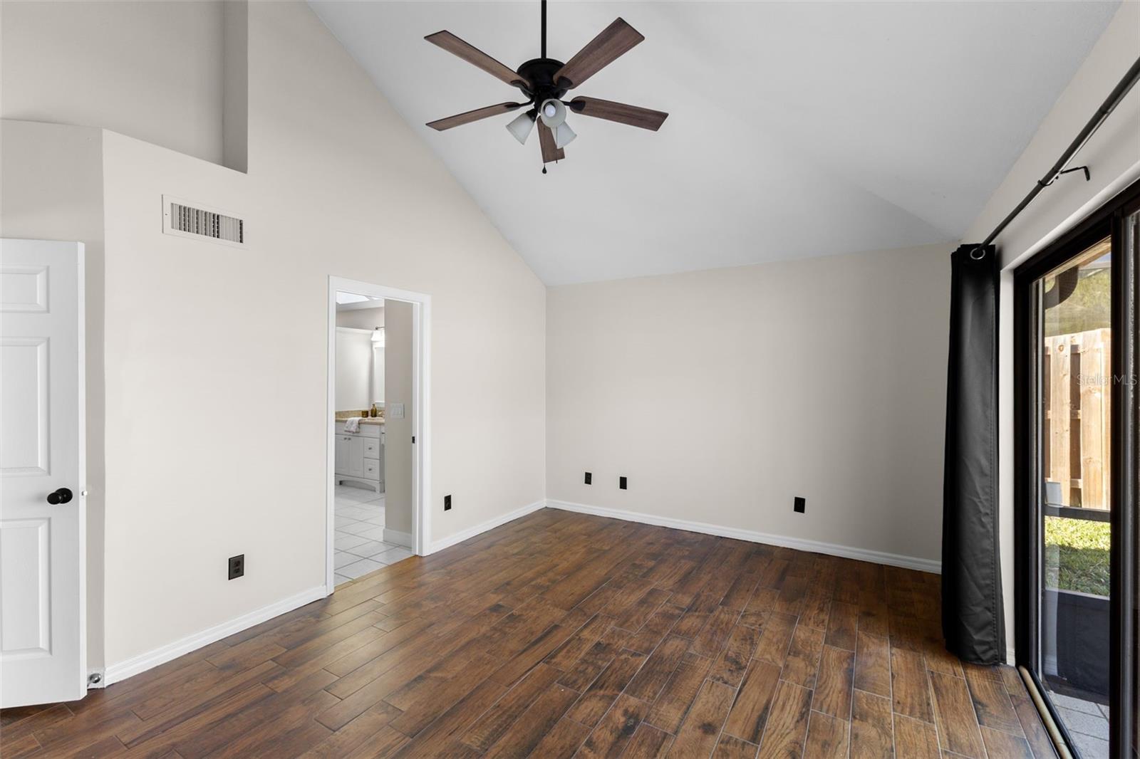 Ensuite with sliders to outside