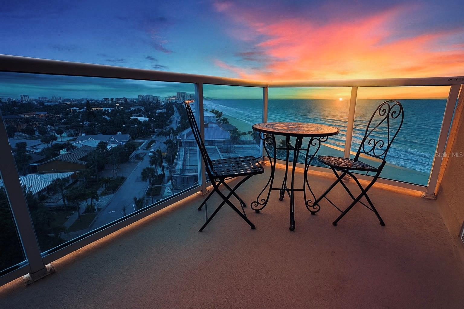 Balcony View – Intercoastal & Gulf at Sunset