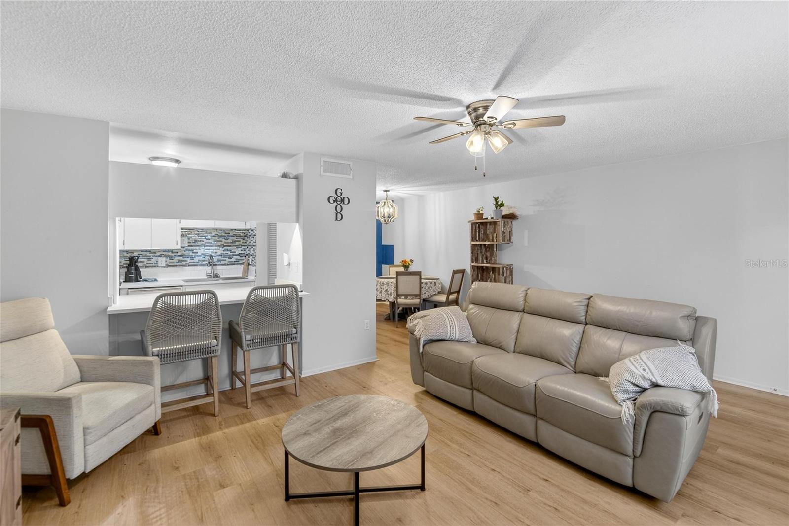 Living Room facing Kitchen & Dining Room