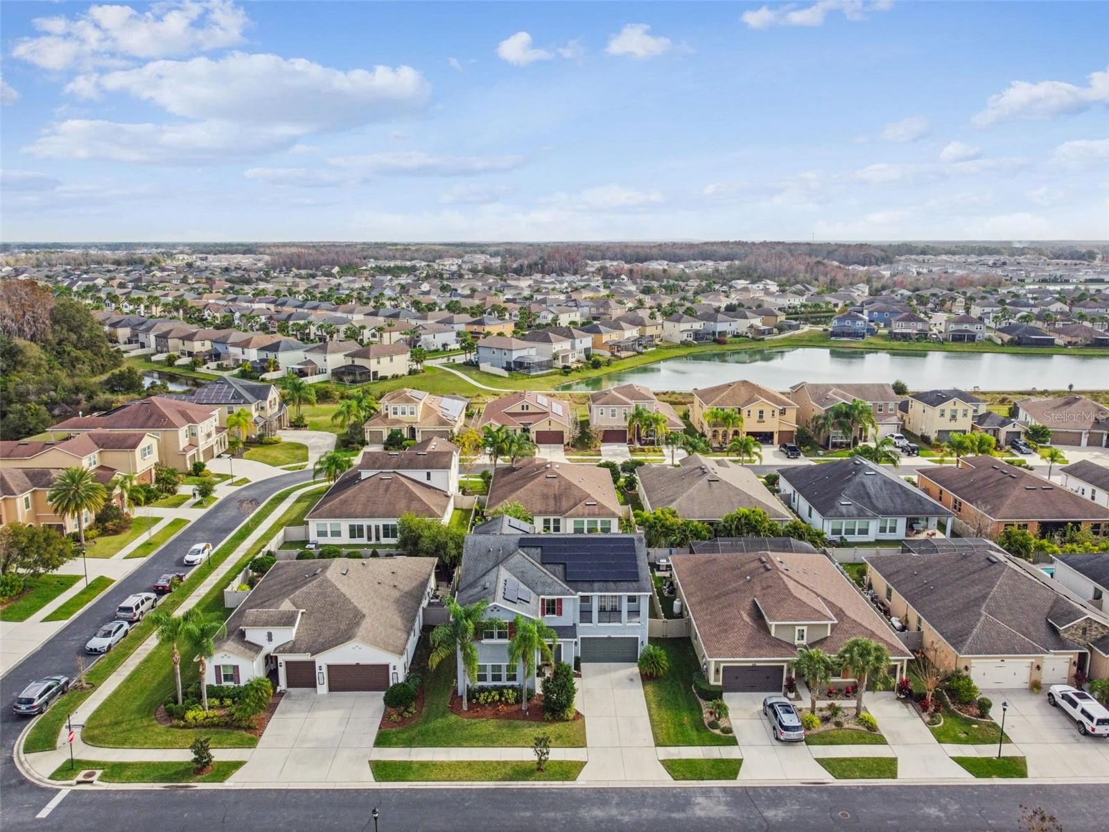 Aerial view of the home