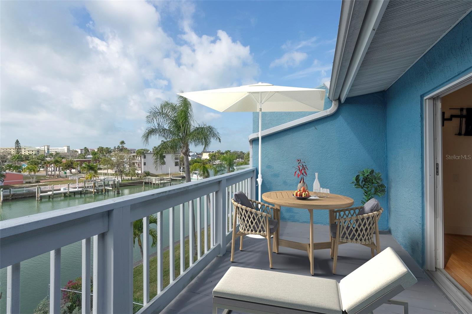 Virtual stage image of Primary Balcony with Water View