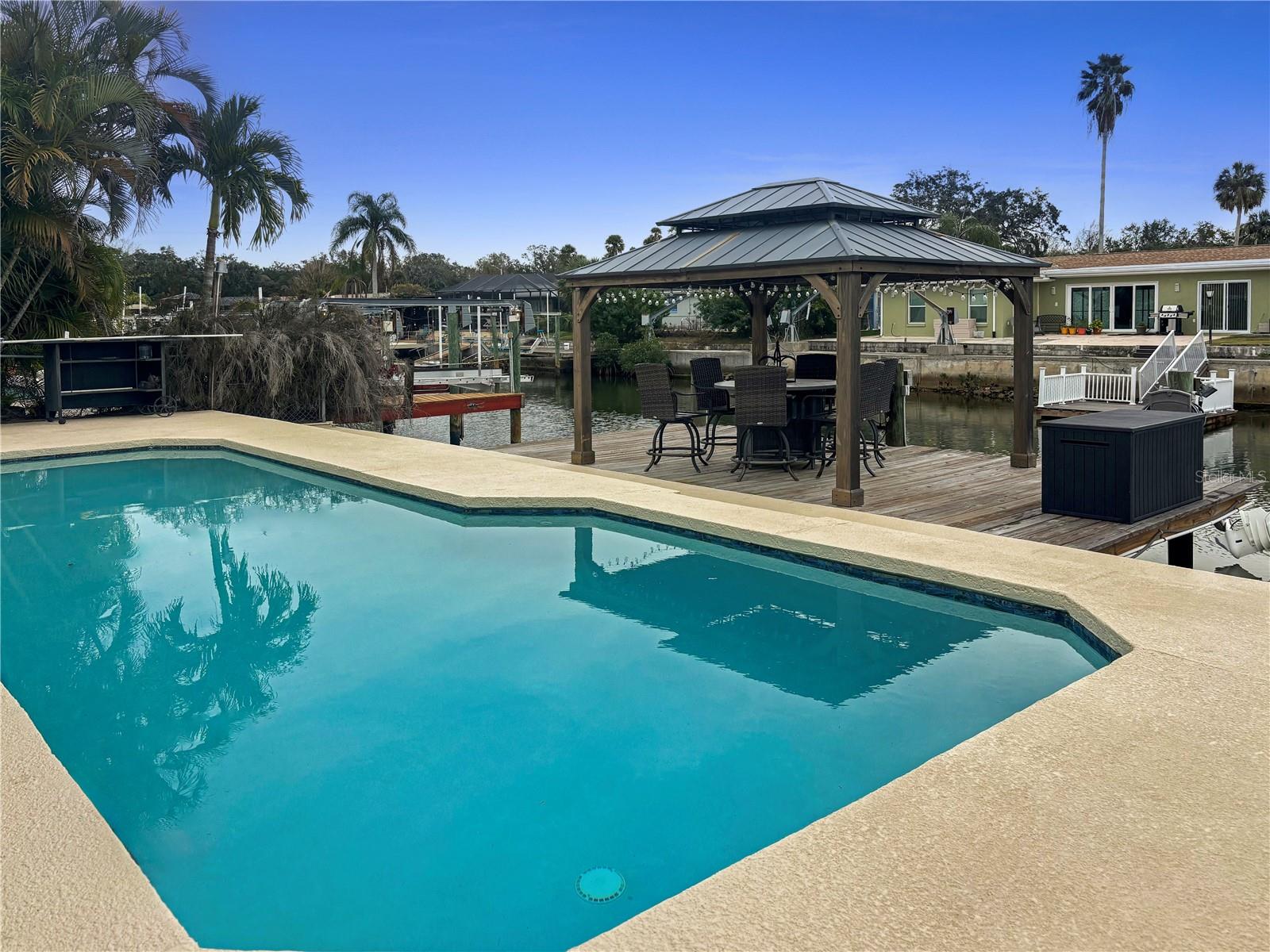 Backyard pool and gazebo