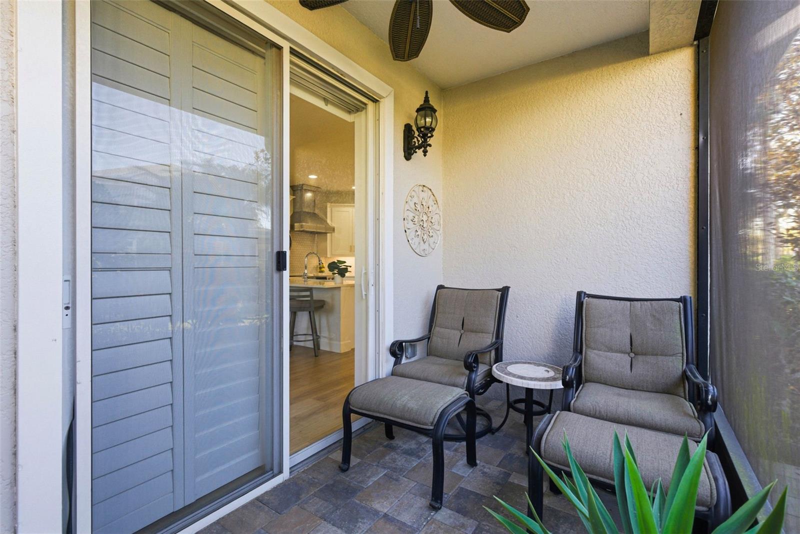 Rear Porch-Screened/Covered/Plantation Shutter Slider Window Treatments