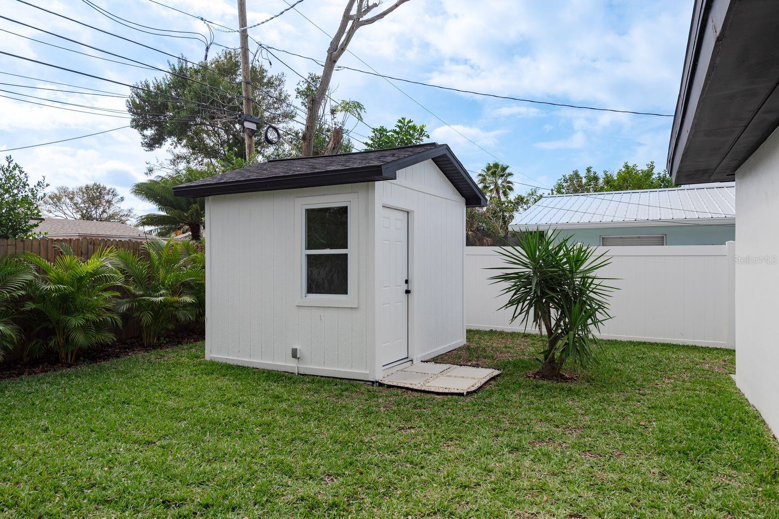 Powered detached shed