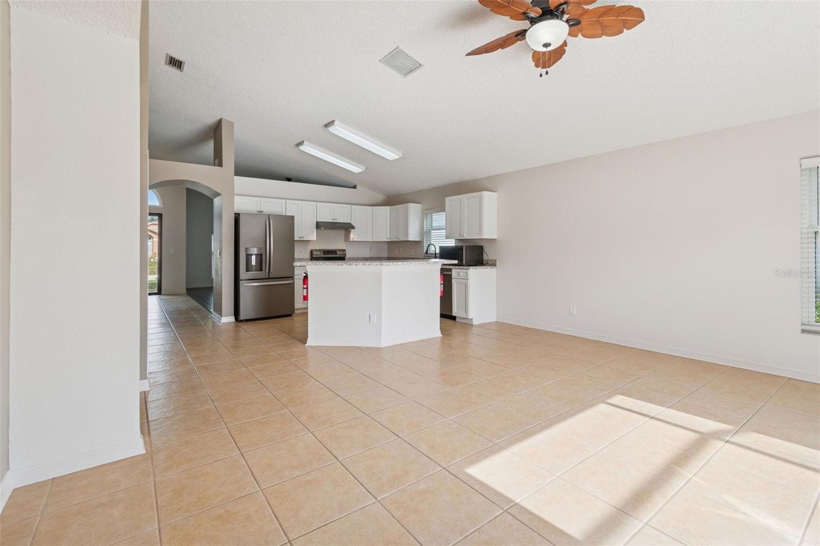 Spacious area with high vaulted ceilings