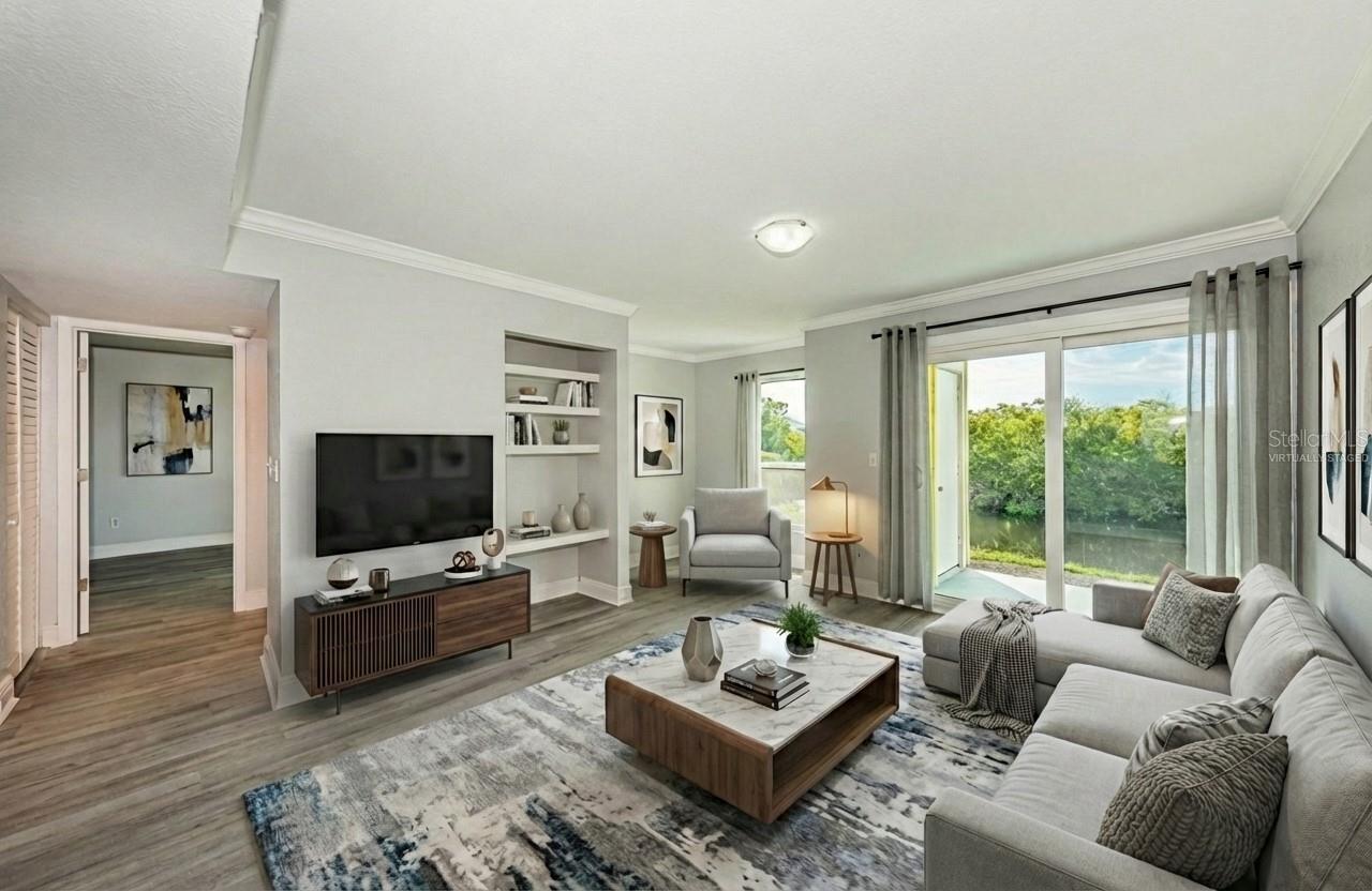 Living room virtually staged