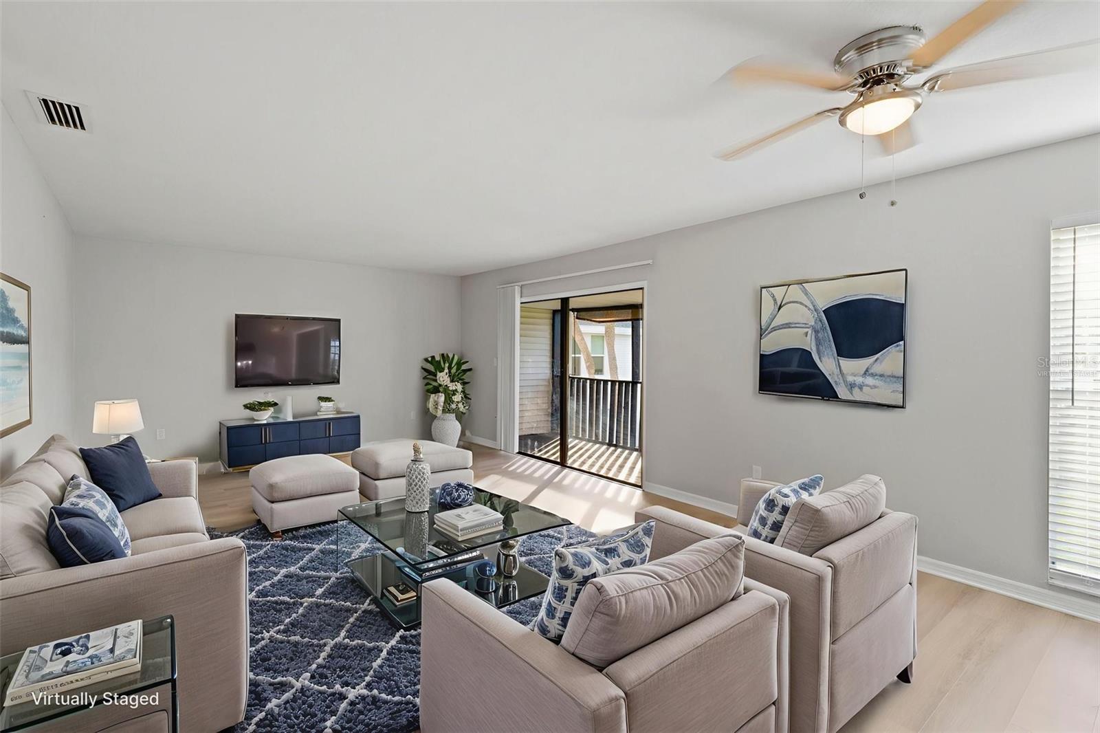 Living room virtually staged