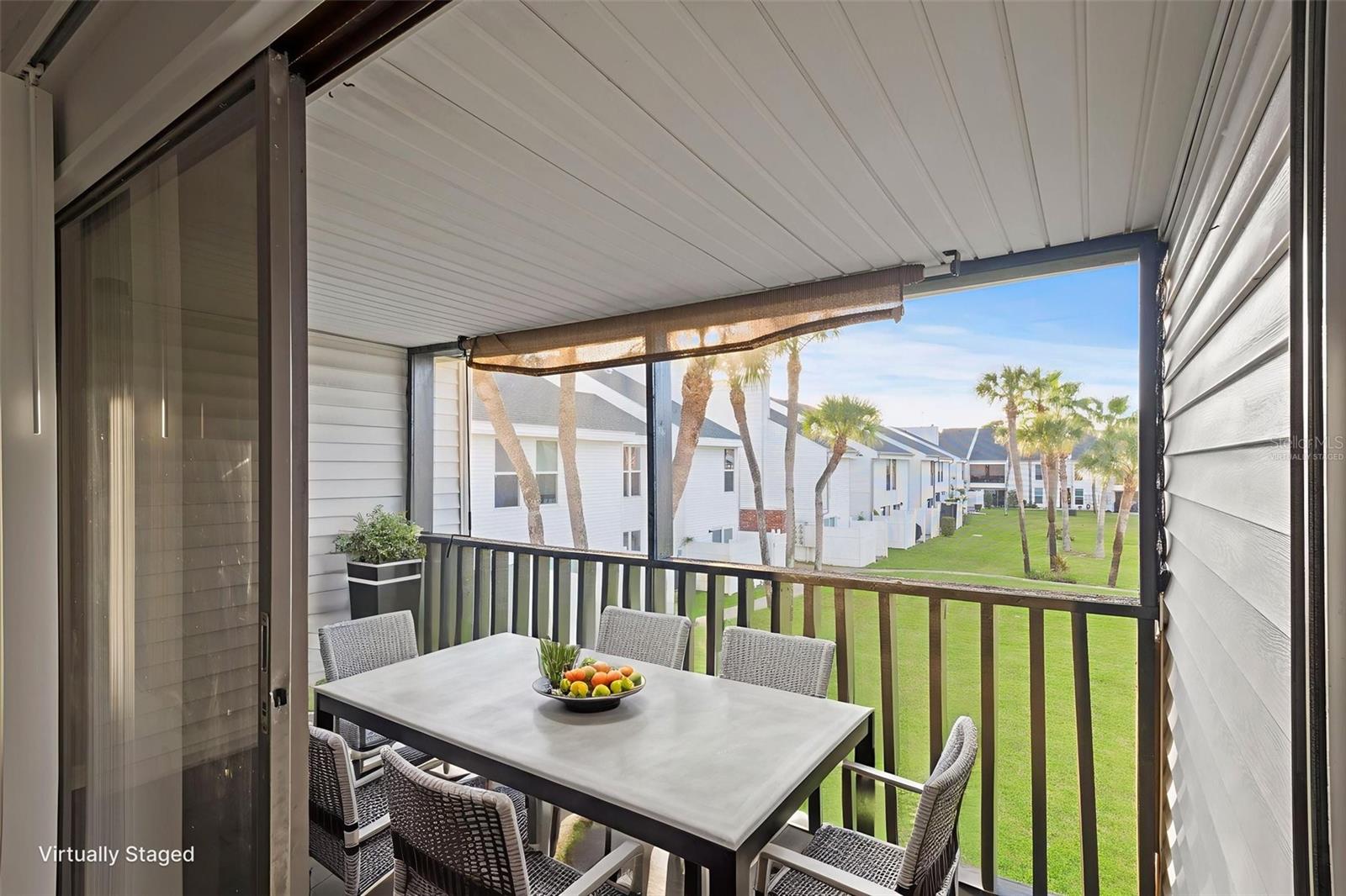 Living room balcony virtually staged