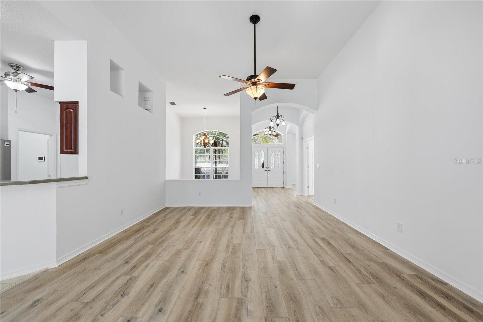 Living Room flows into dining room