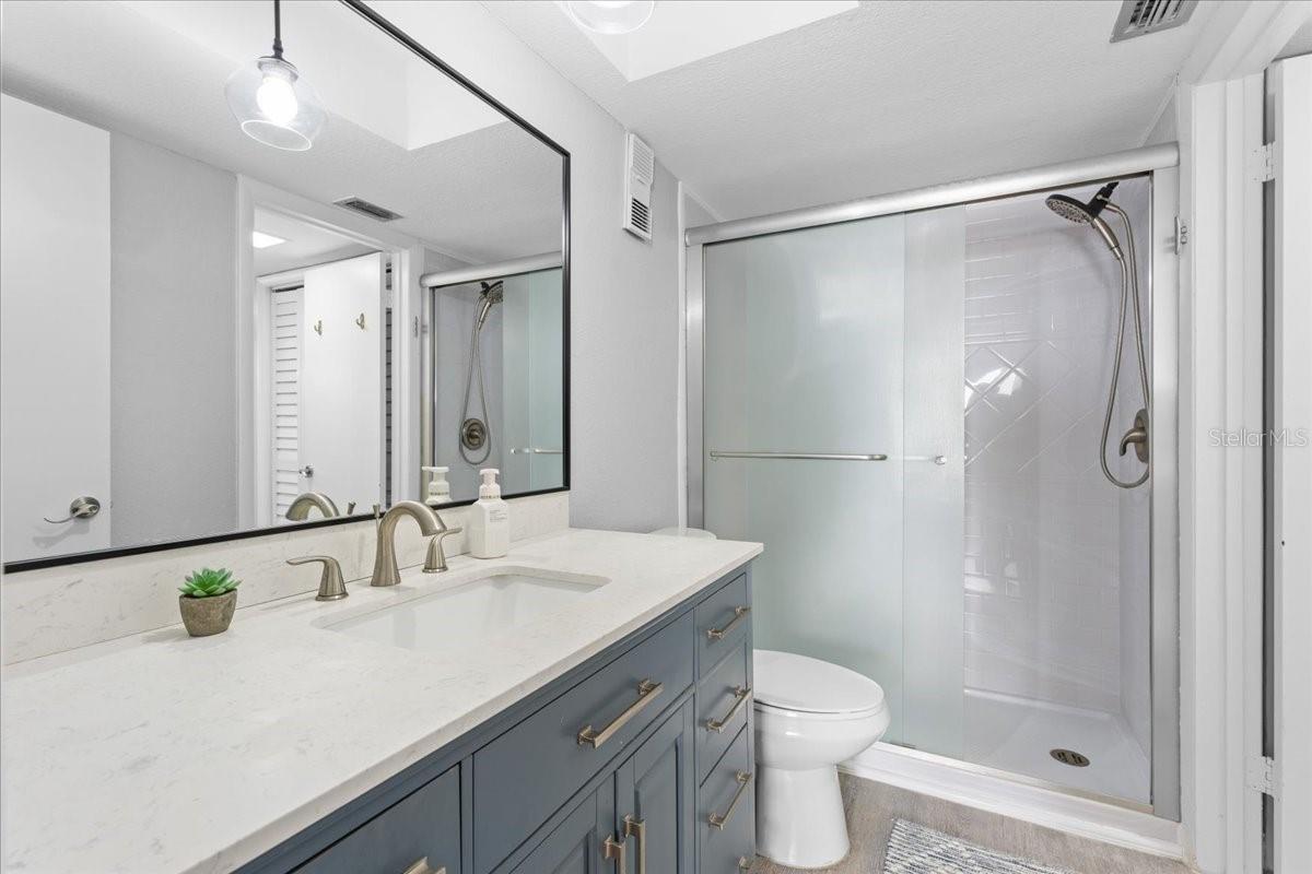 Neutral finishes make this bathroom feel fresh & clean