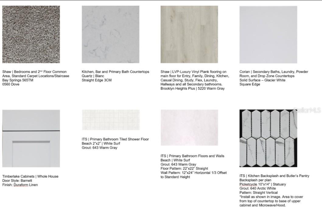 5125 Slate Hue Place design selections. Home is currently under construction and selections are subject to change.