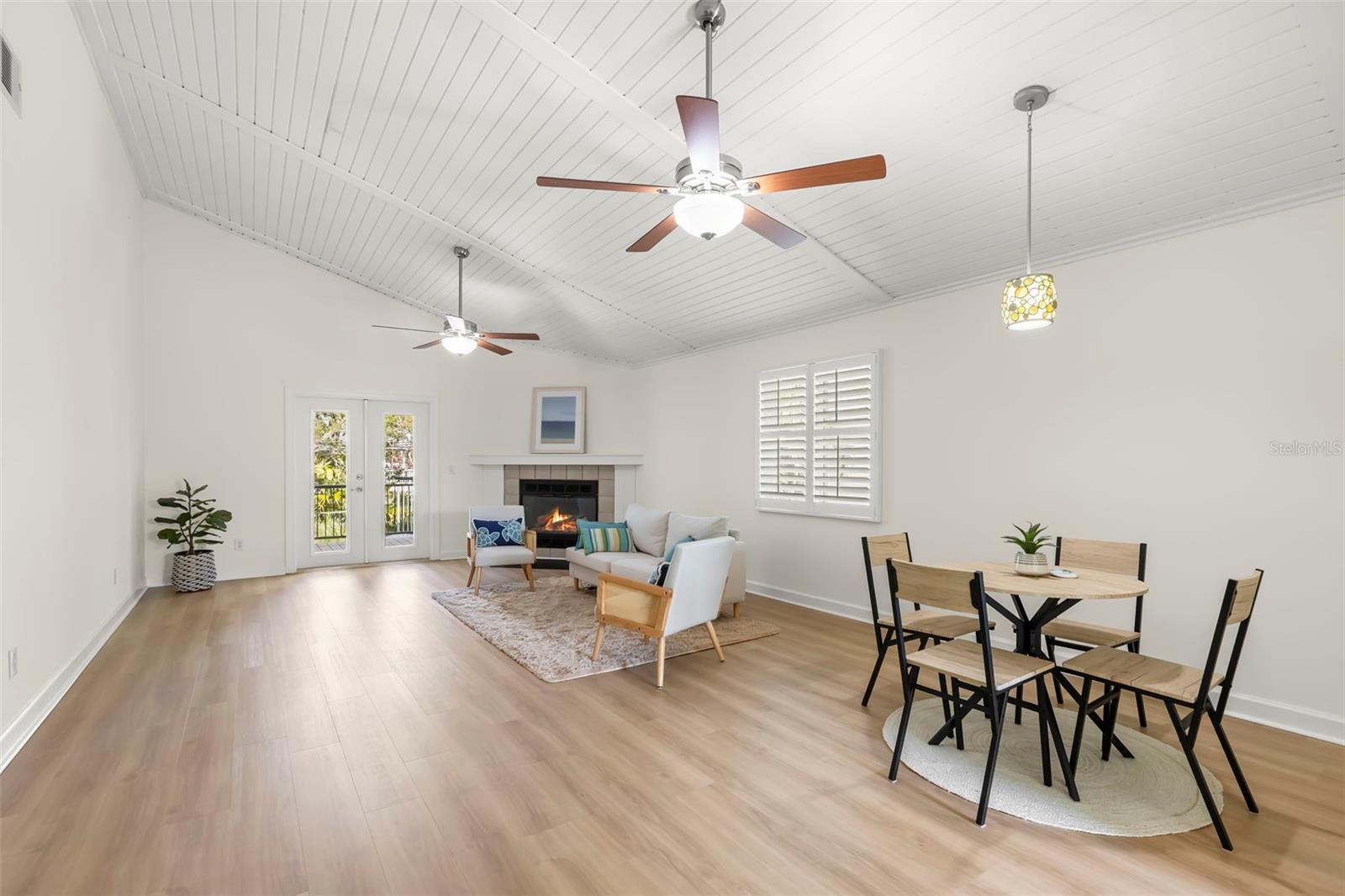 Dining area and living room