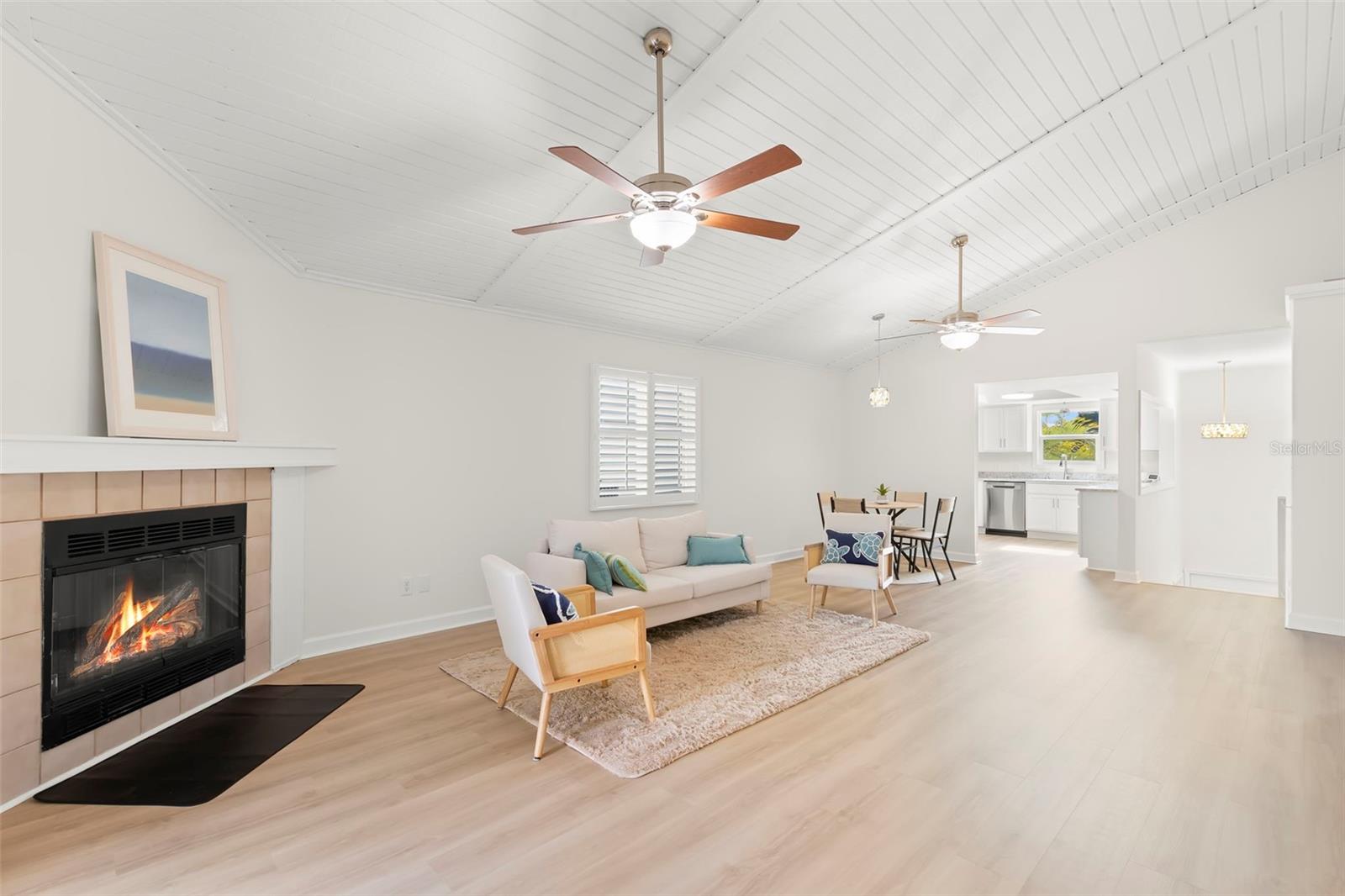 Wood burning fireplace