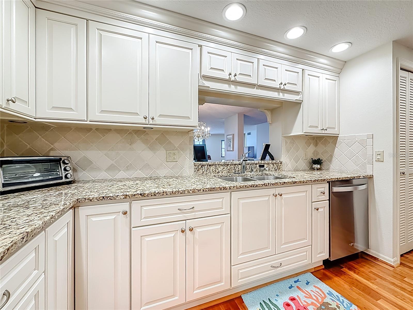 Your kitchen sink area gives you a nice view into the dining and living room