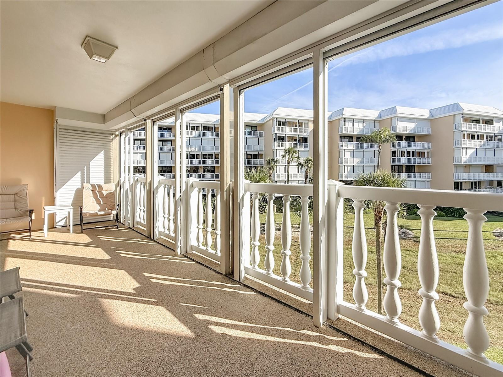 This is another view of the balcony - lots of space to sit and relax and entertain.