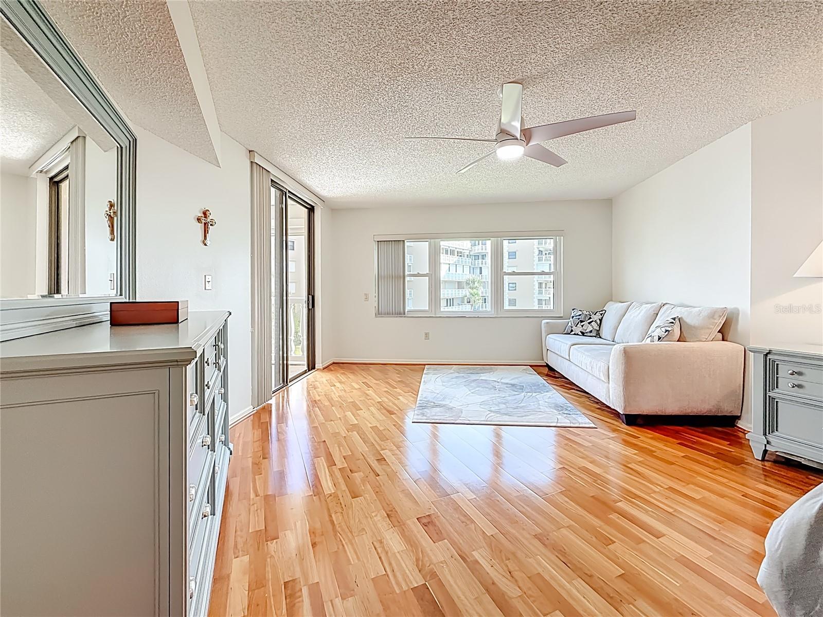 The primary bedroom offers so much space.  There is even enough space for a sleeper sofa to be added in this bedroom