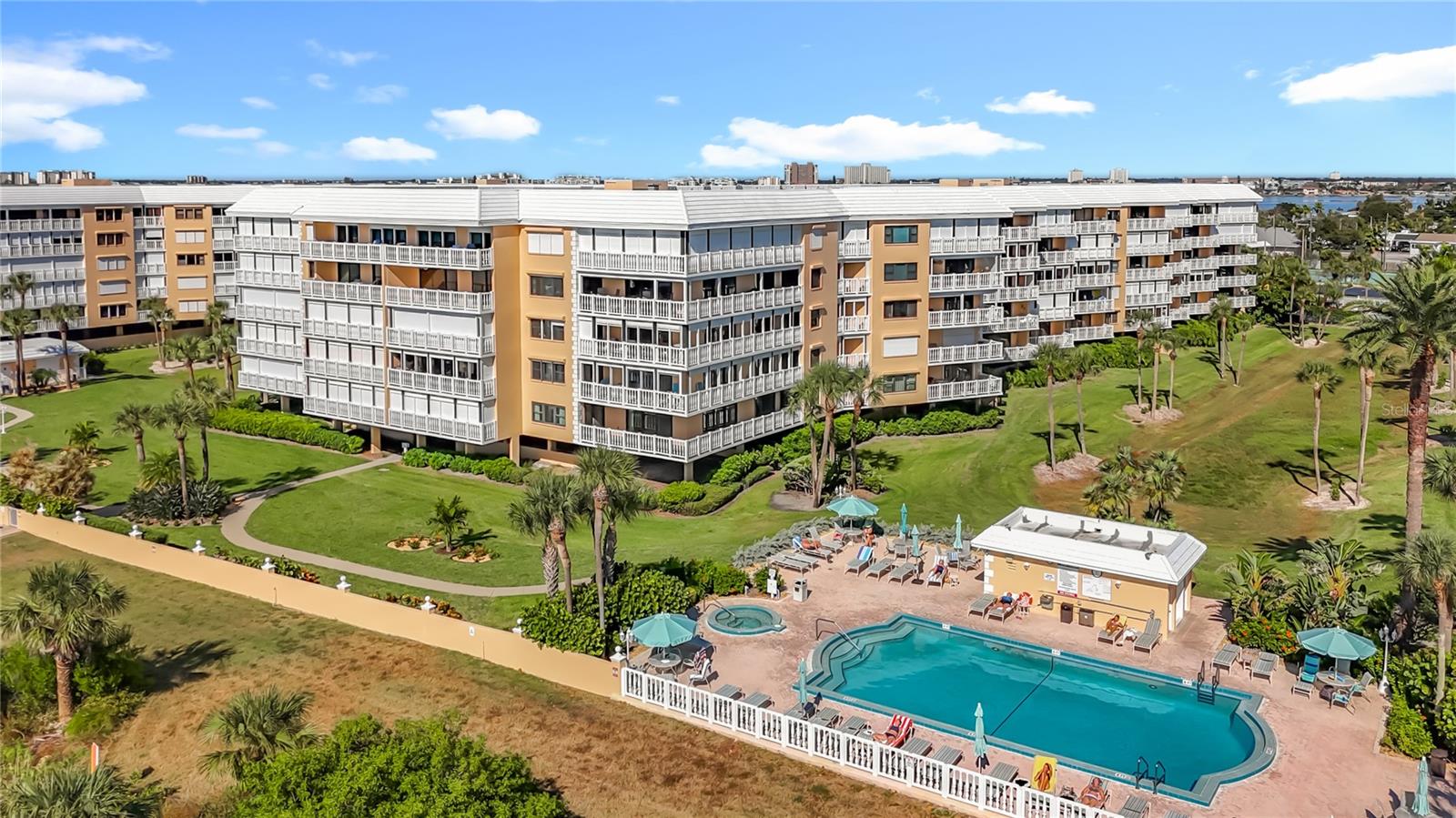 Aerial view of one of the pools at Silver Sands