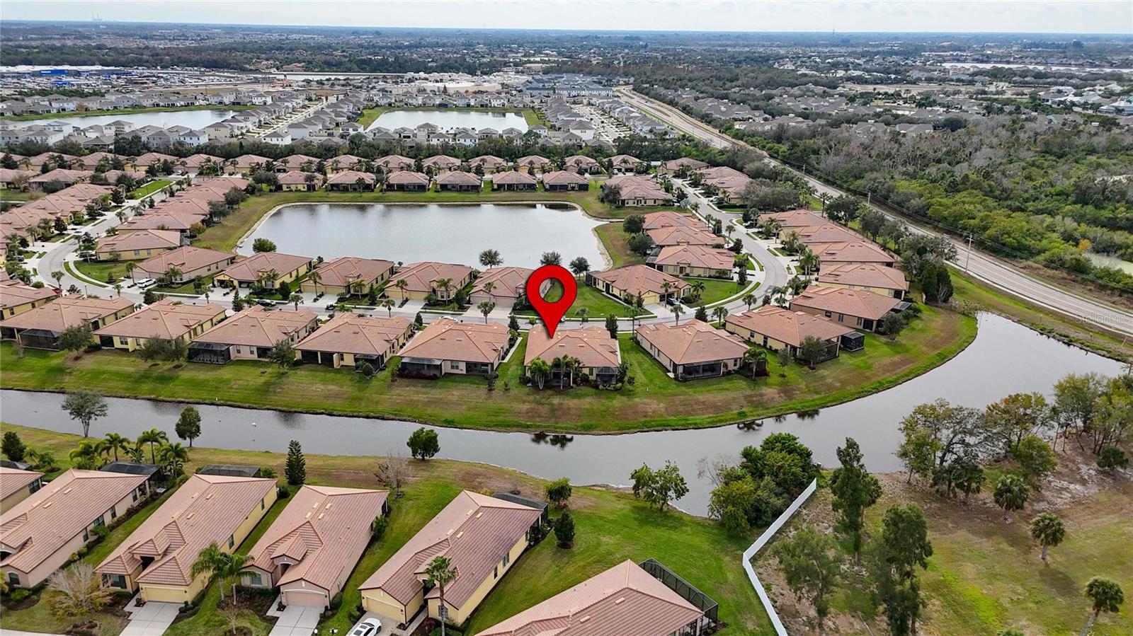 Aerial rear of villa