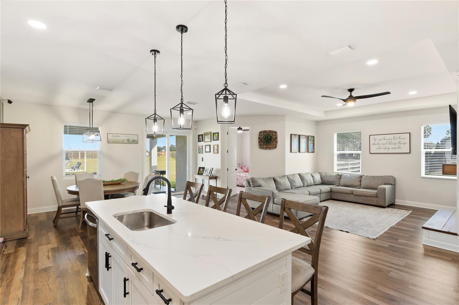 Kitchen overlooking dining room