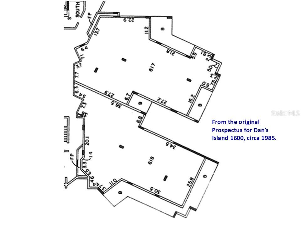 Exterior wall outline of units 618 and 617