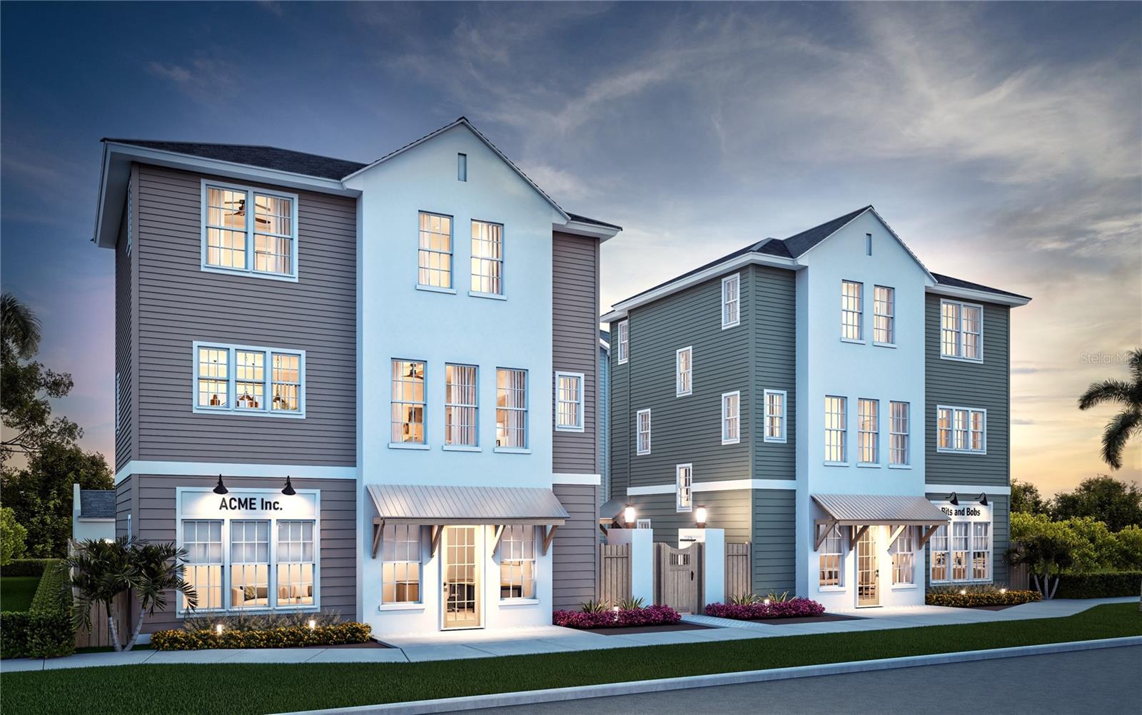 Front View of Homes A and D featuring First Floor Workspace