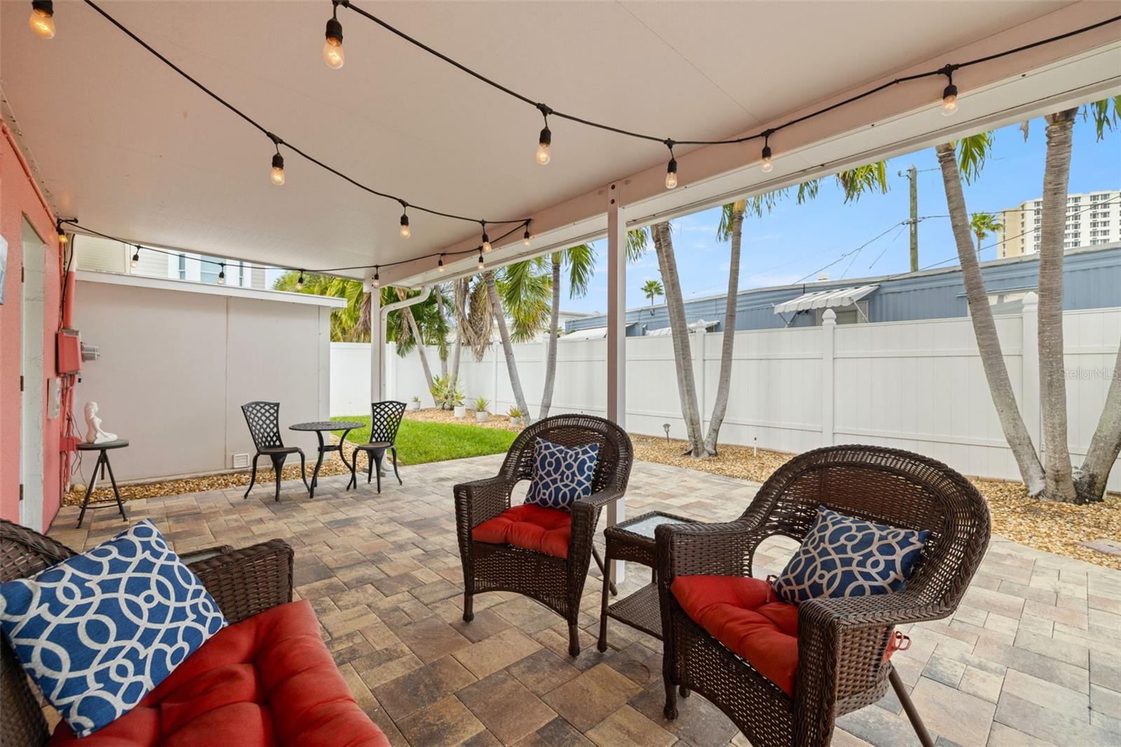 Private backyard with fresh landscaping