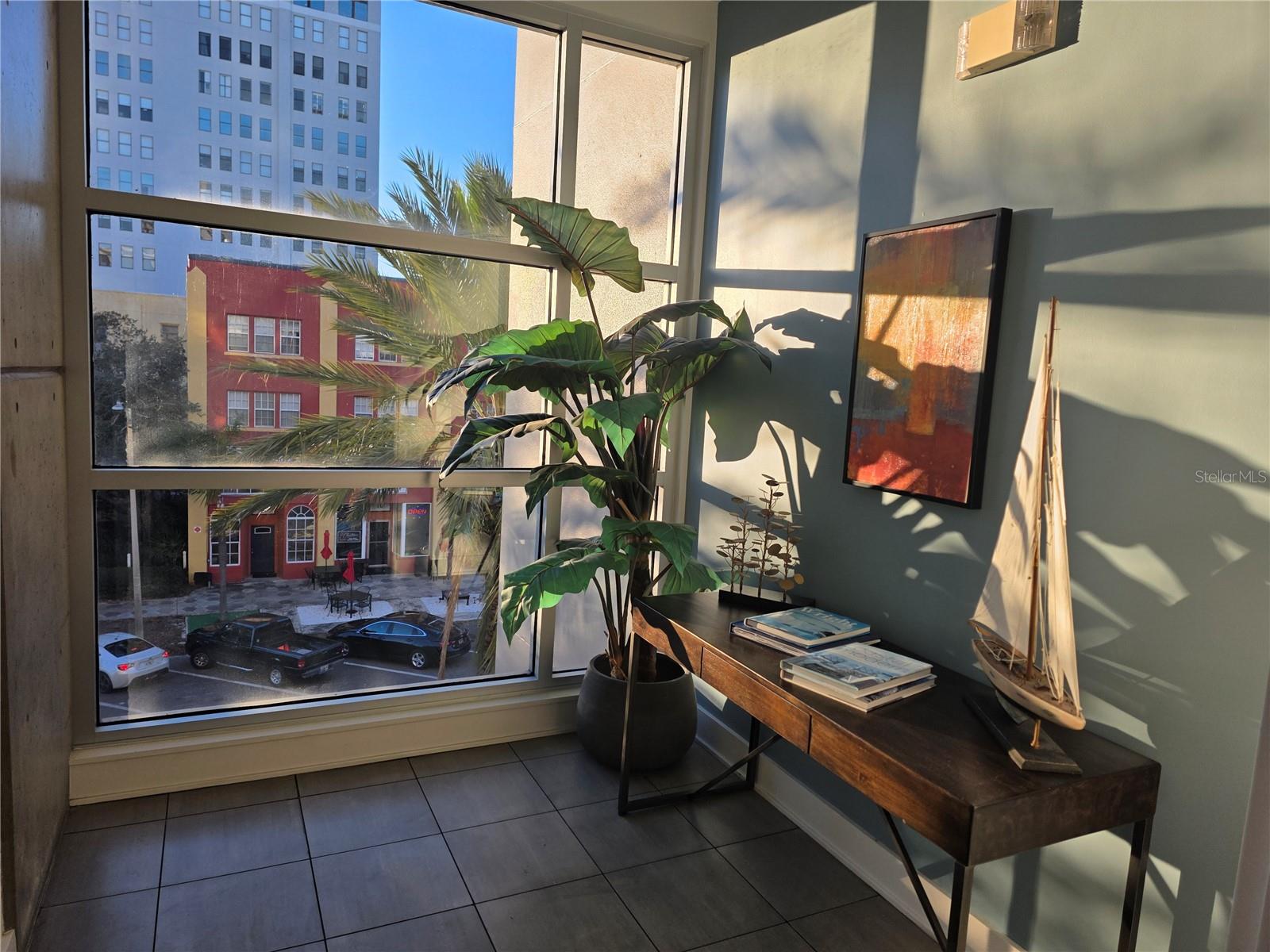 Outside front door by elevator