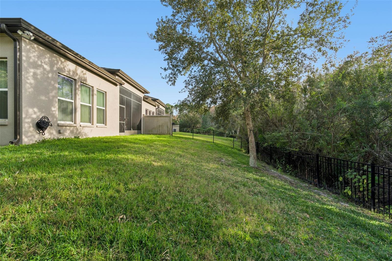 Private, fenced backyard with lush, manicured lawn