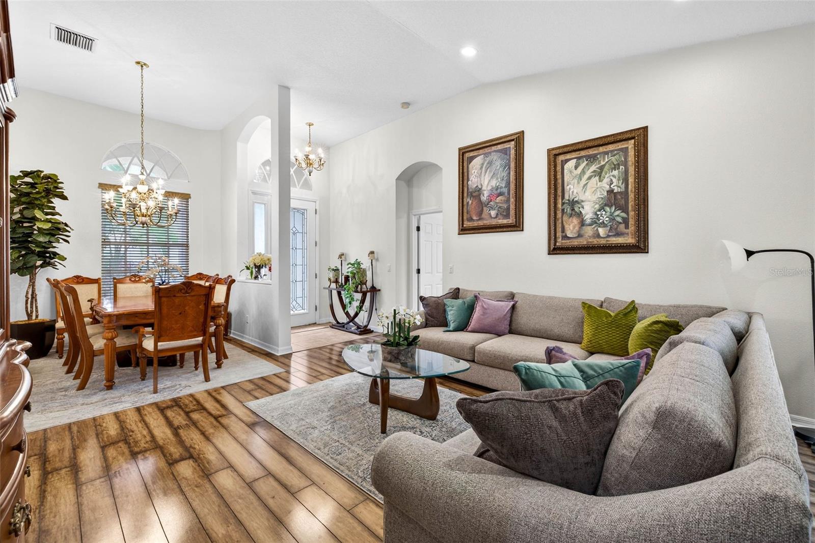 Living Room Opens to Dining Room
