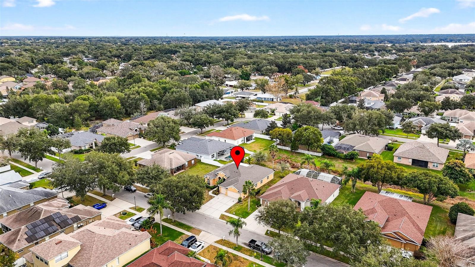 Aerial view of home & neighborhood