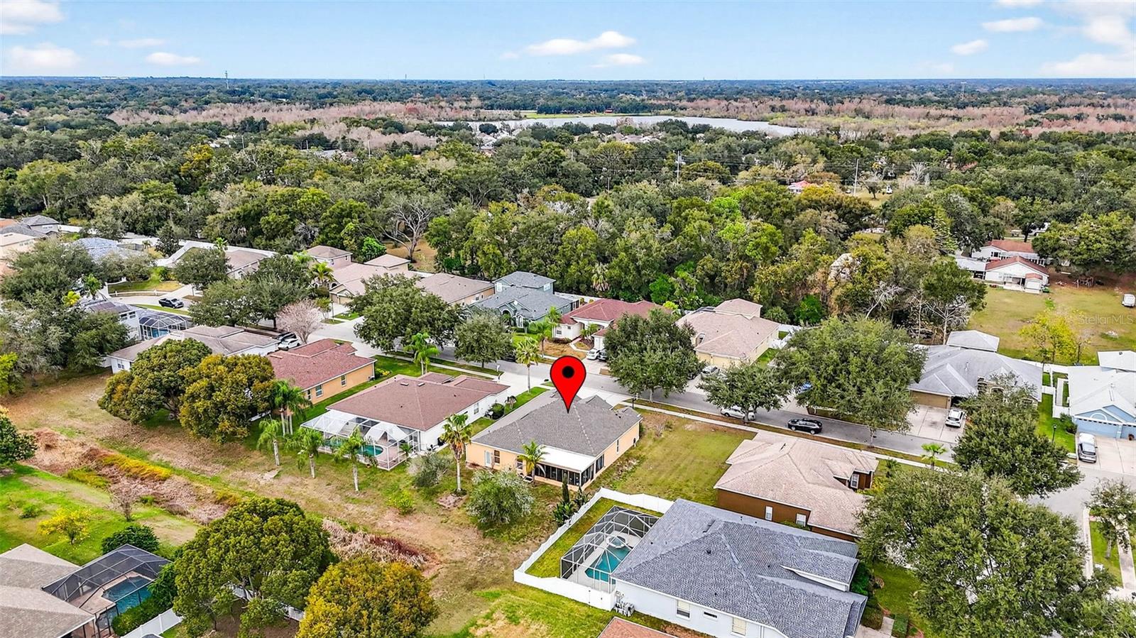 Aerial view of home & neighborhood
