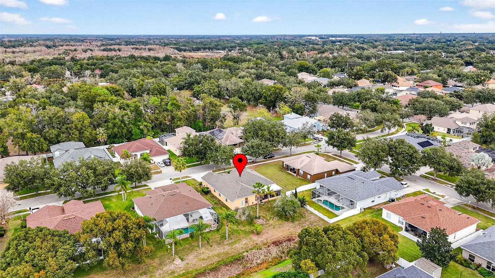 Aerial view of home & neighborhood