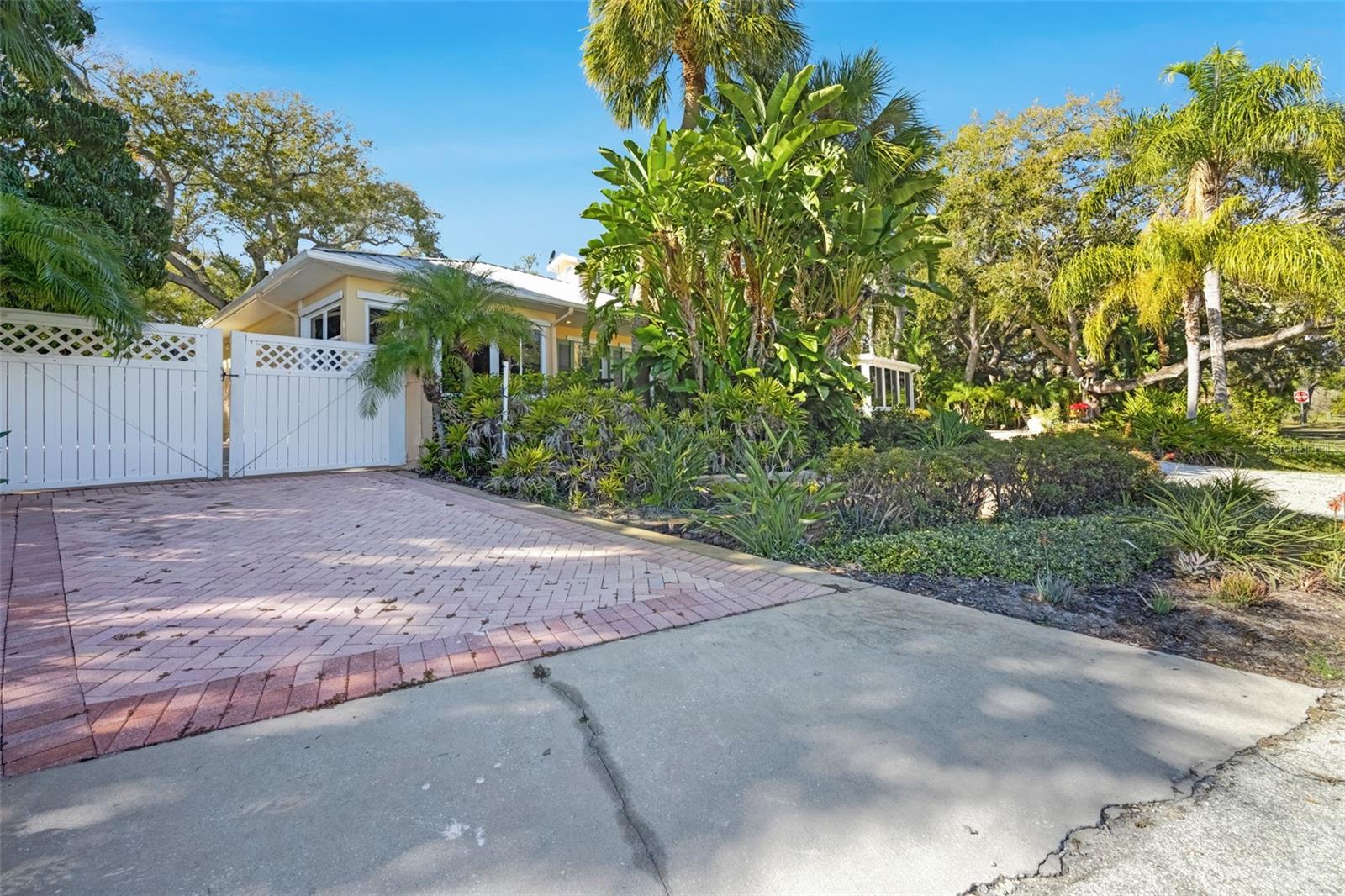 View of double gate entrance into RV/boat parking area from N Bayshore