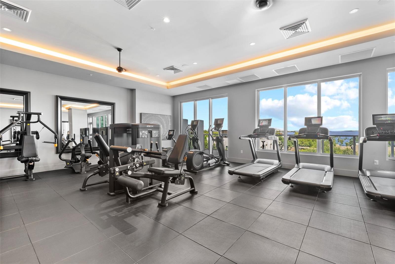 4th floor gym with water views
