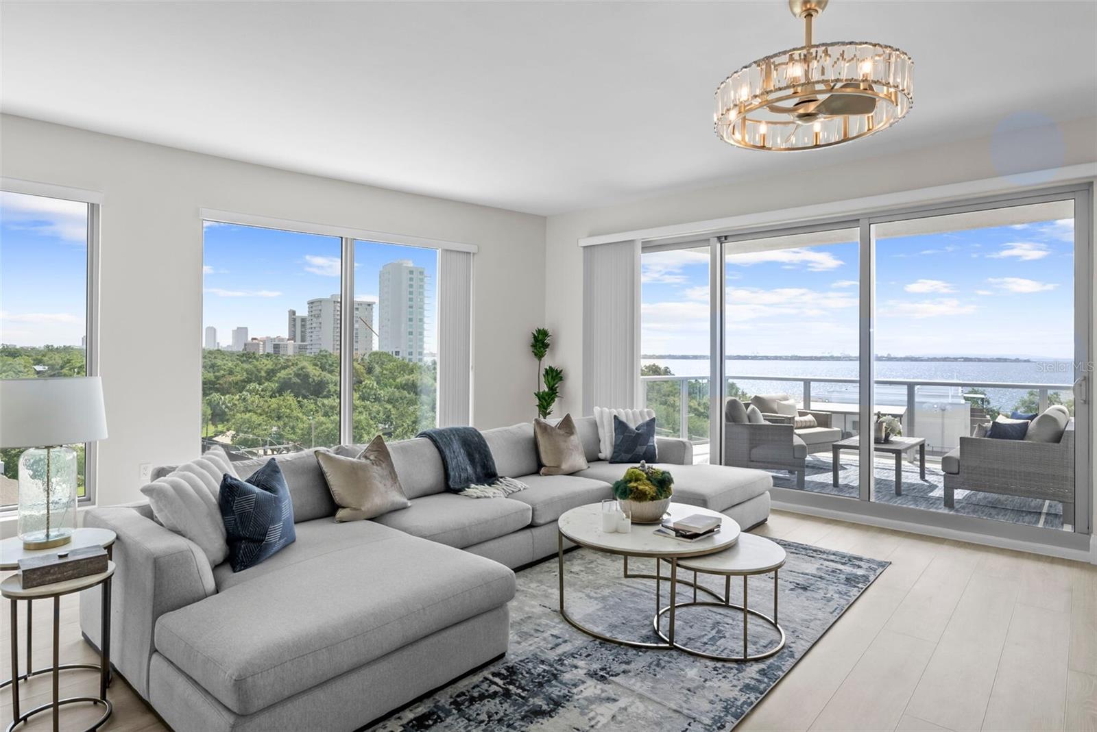 Lots of natural light coming in. Views of downtown and Bayshore