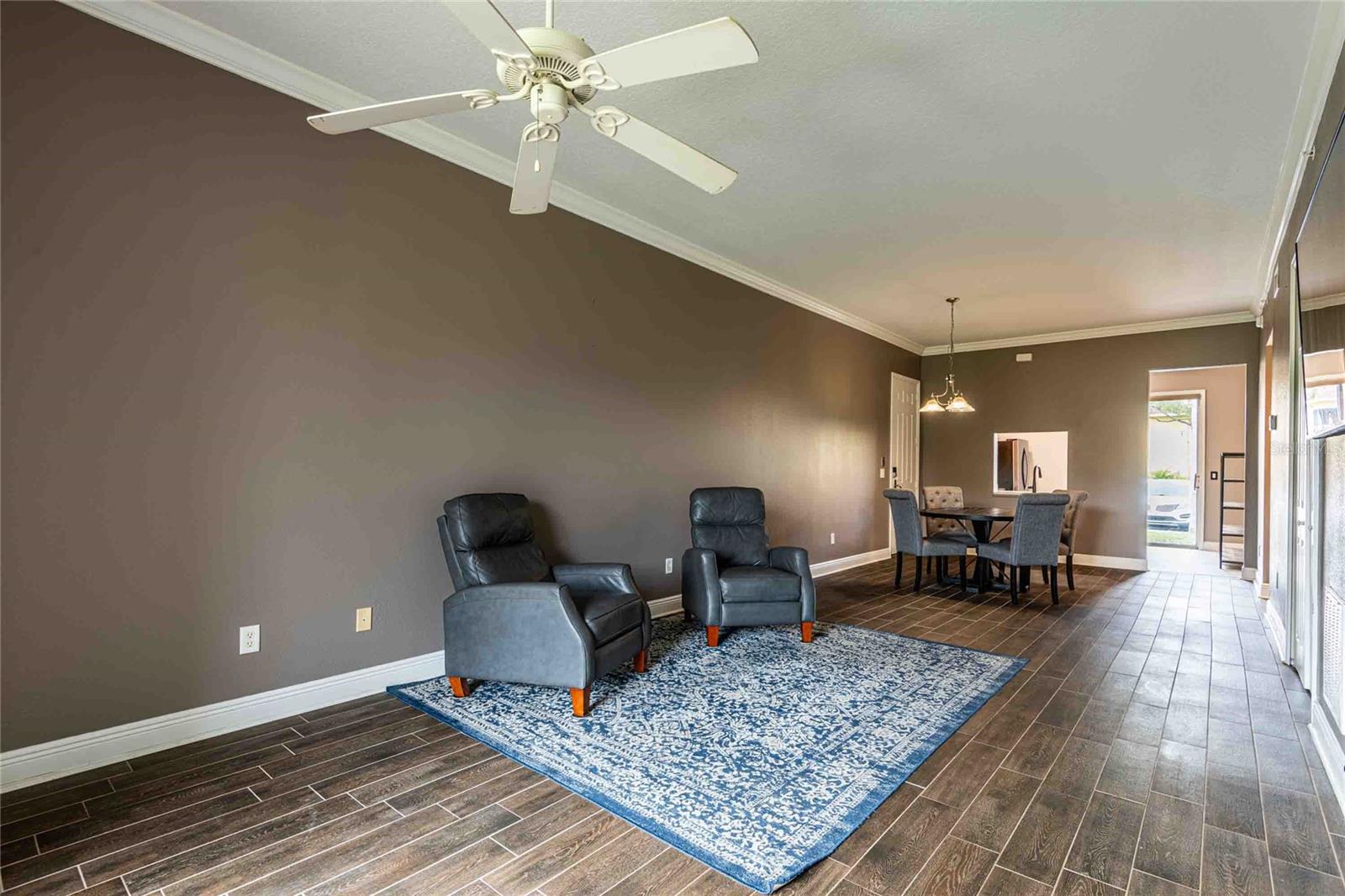 2 chairs and area carpet in living room