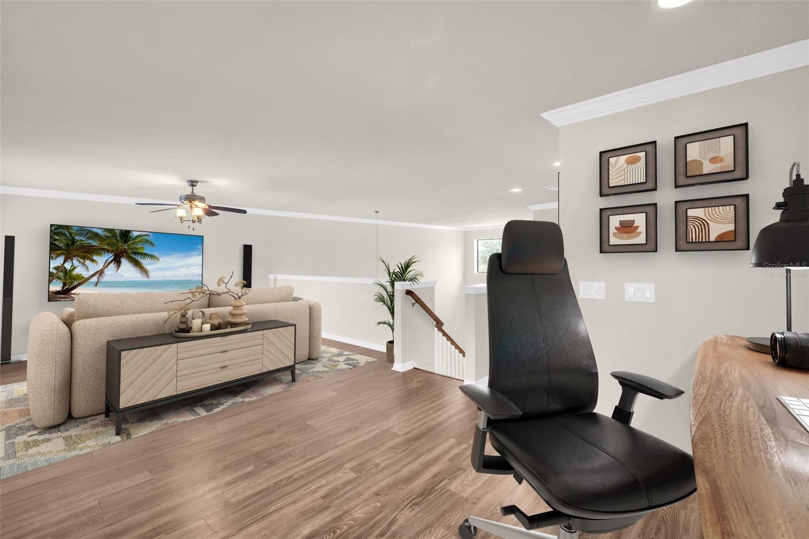 Upstairs bonus room/loft is massive with endless possibilities~ VIRTUALLY STAGED