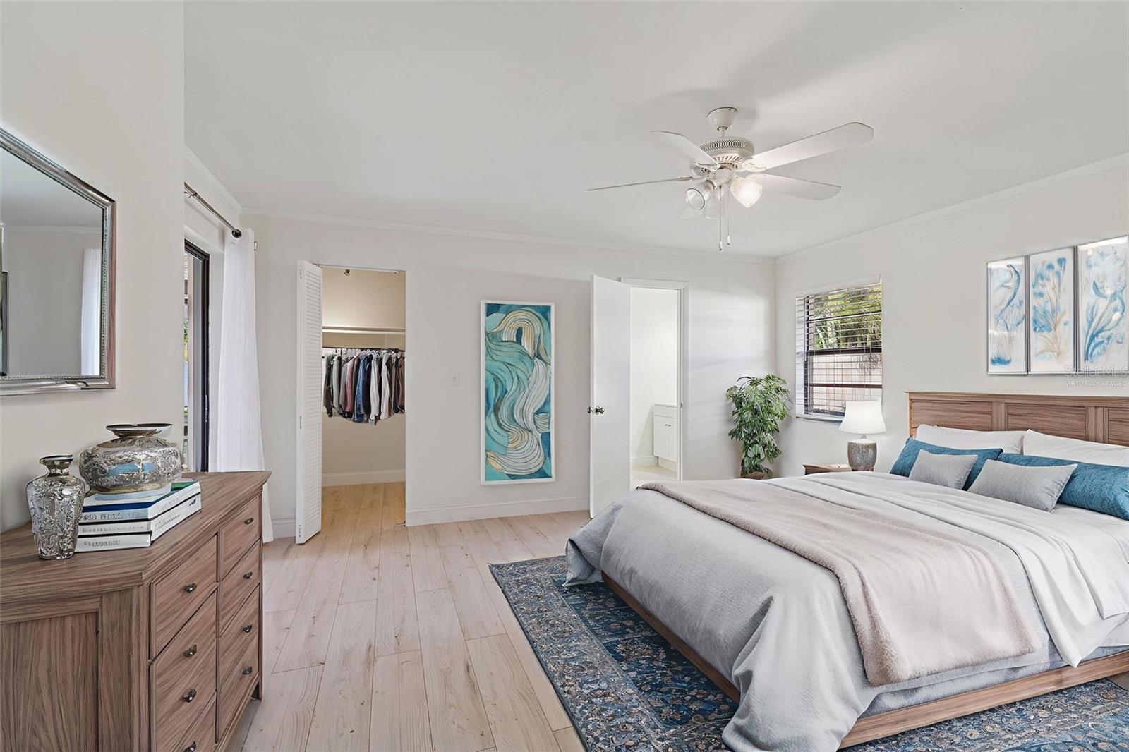 virtually staged primary bedroom