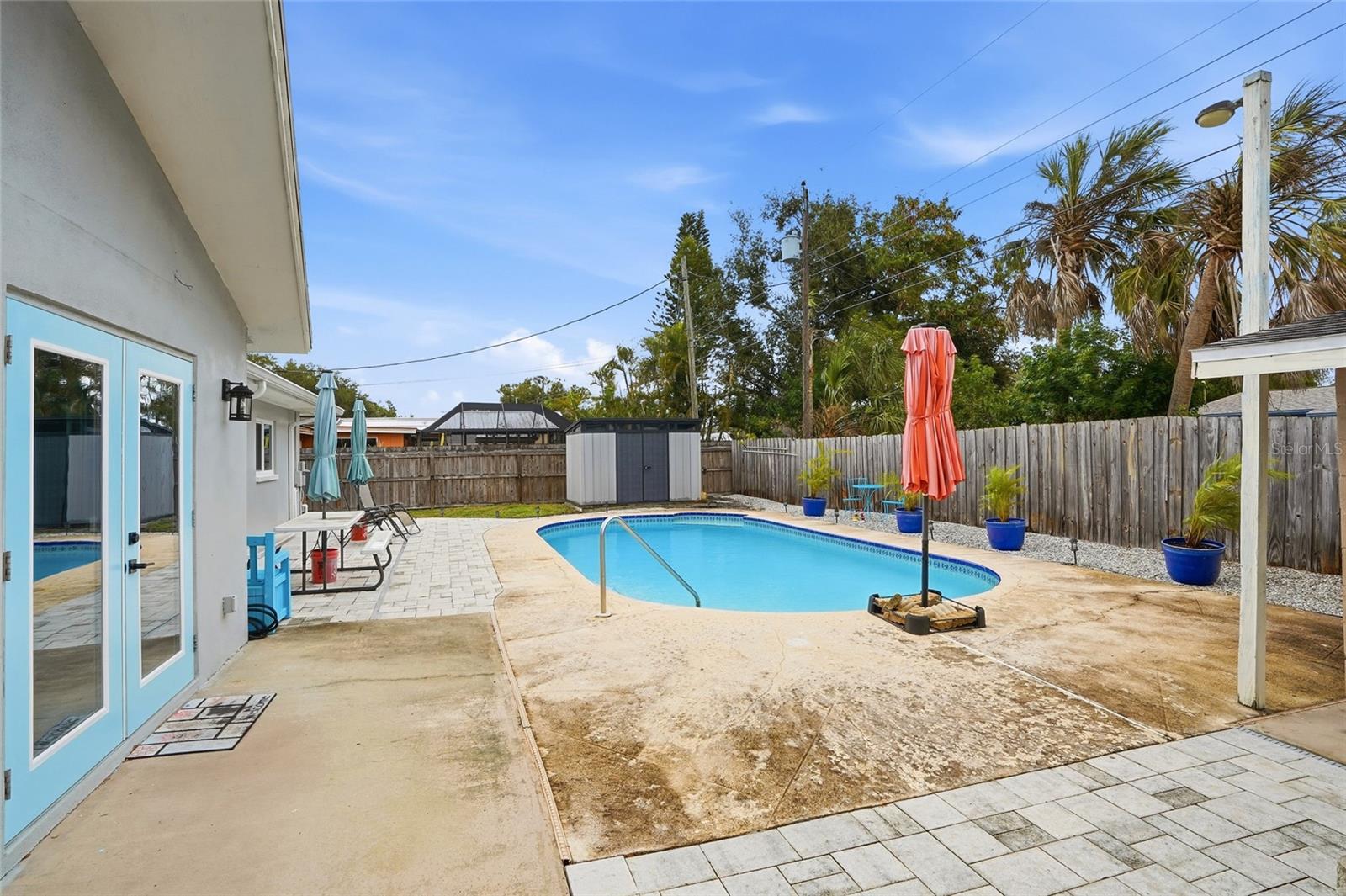 Huge backyard with heated pool