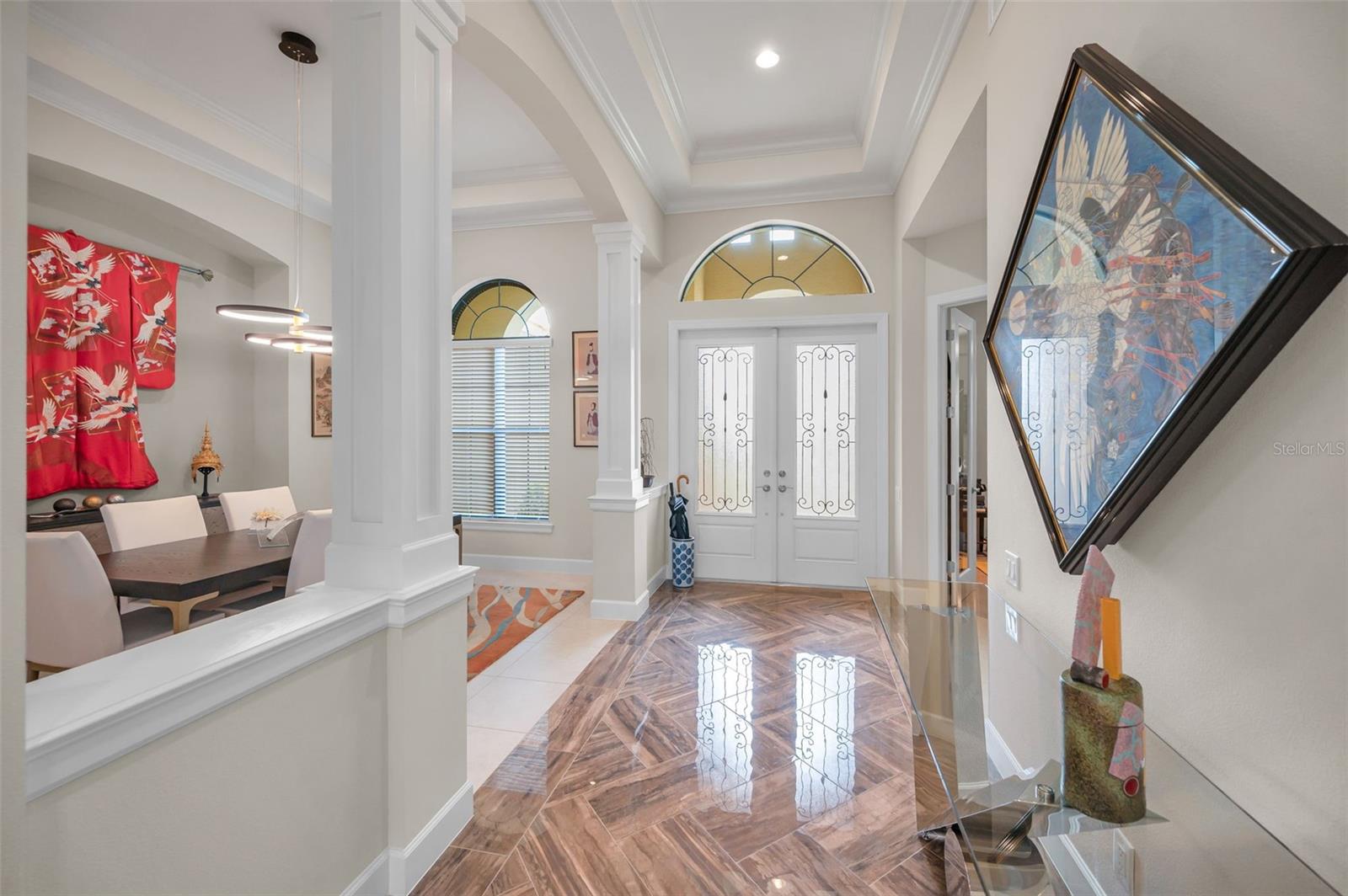 Custom inlaid tile foyer flooring