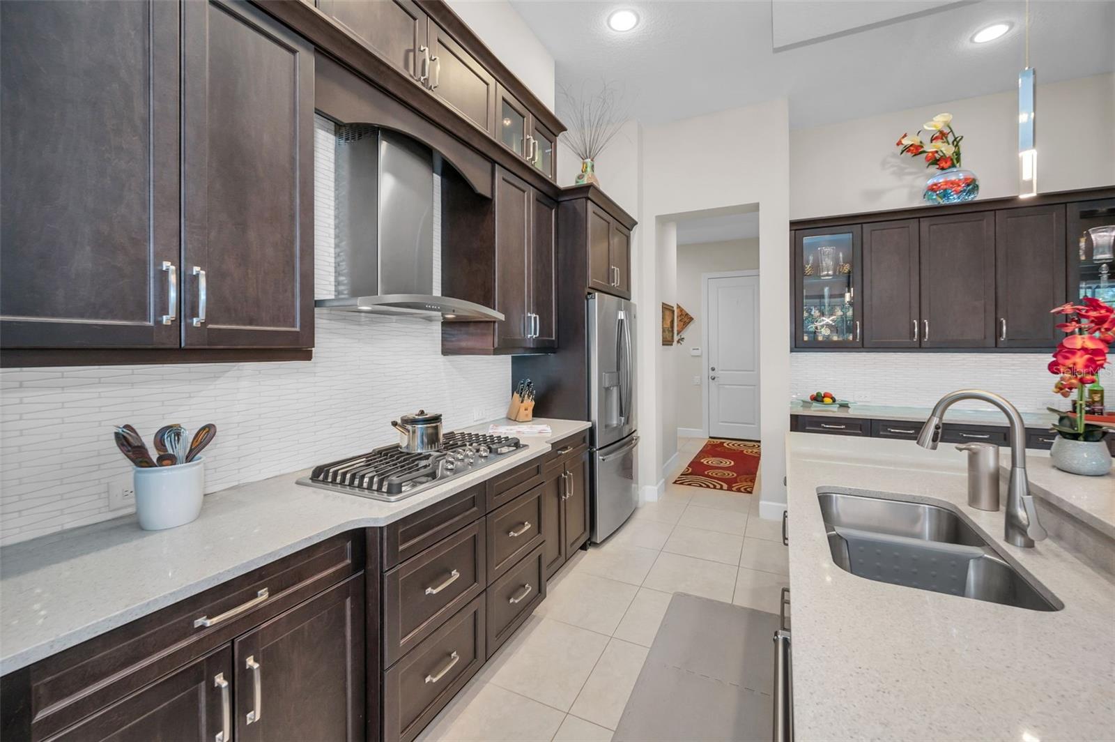 Ebony cabinets with quartz countertops