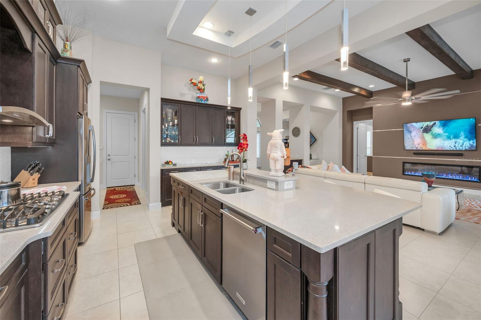 Kitchen island with stainless sink