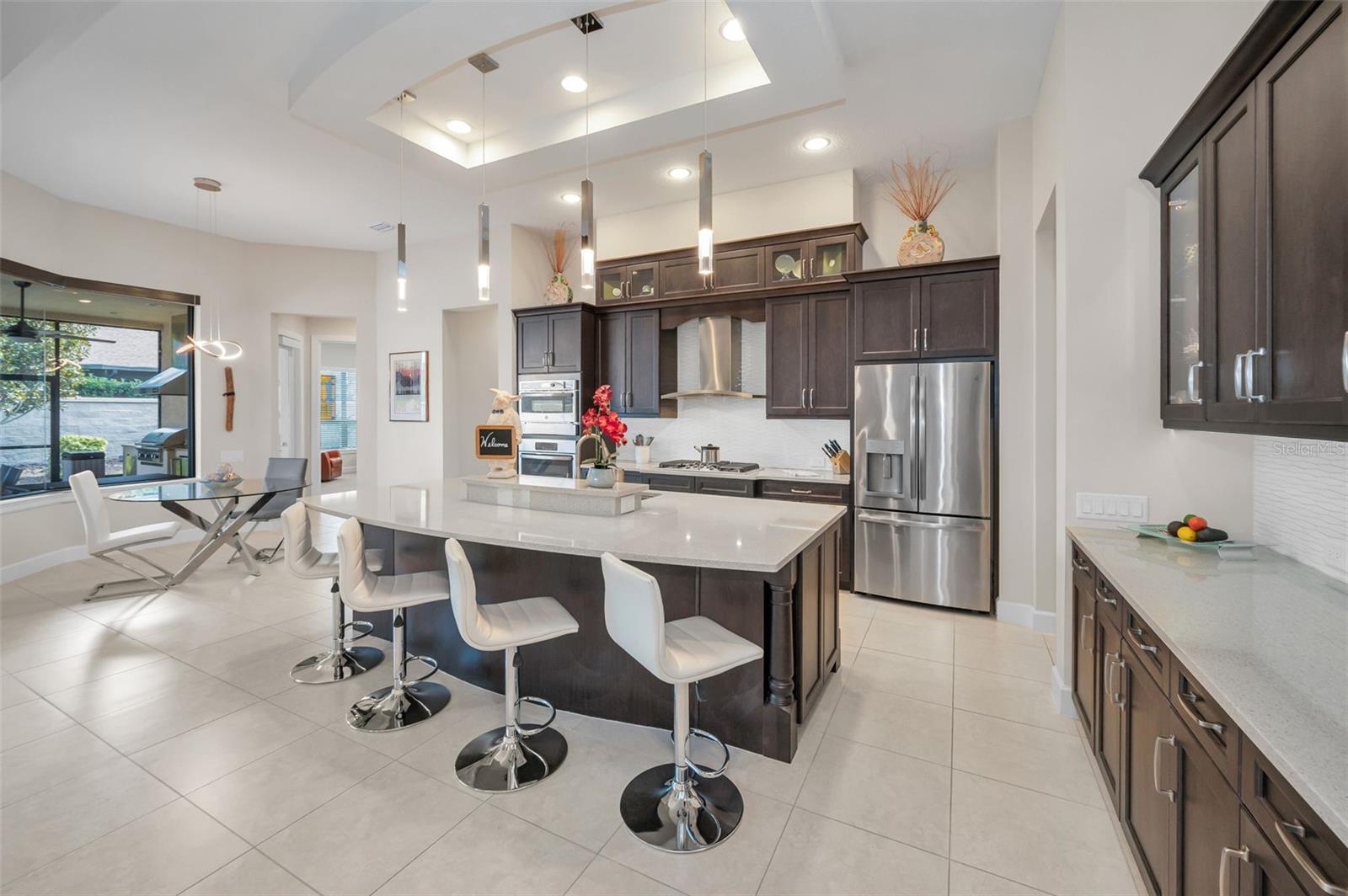 Kitchen with designer perfect LED lighting